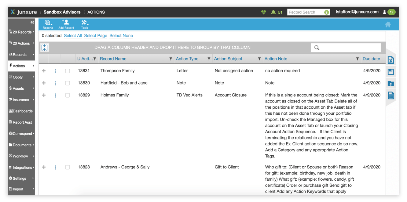 Features Junxure CRM
